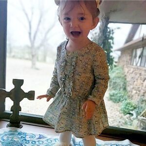 Edgehill Collection Aqua, Lilac & Blue Floral Shirt Dress